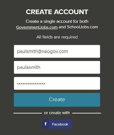 Image of Create a new account form
