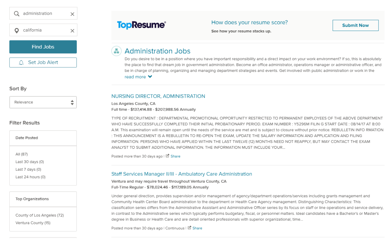 Image of jobs list page