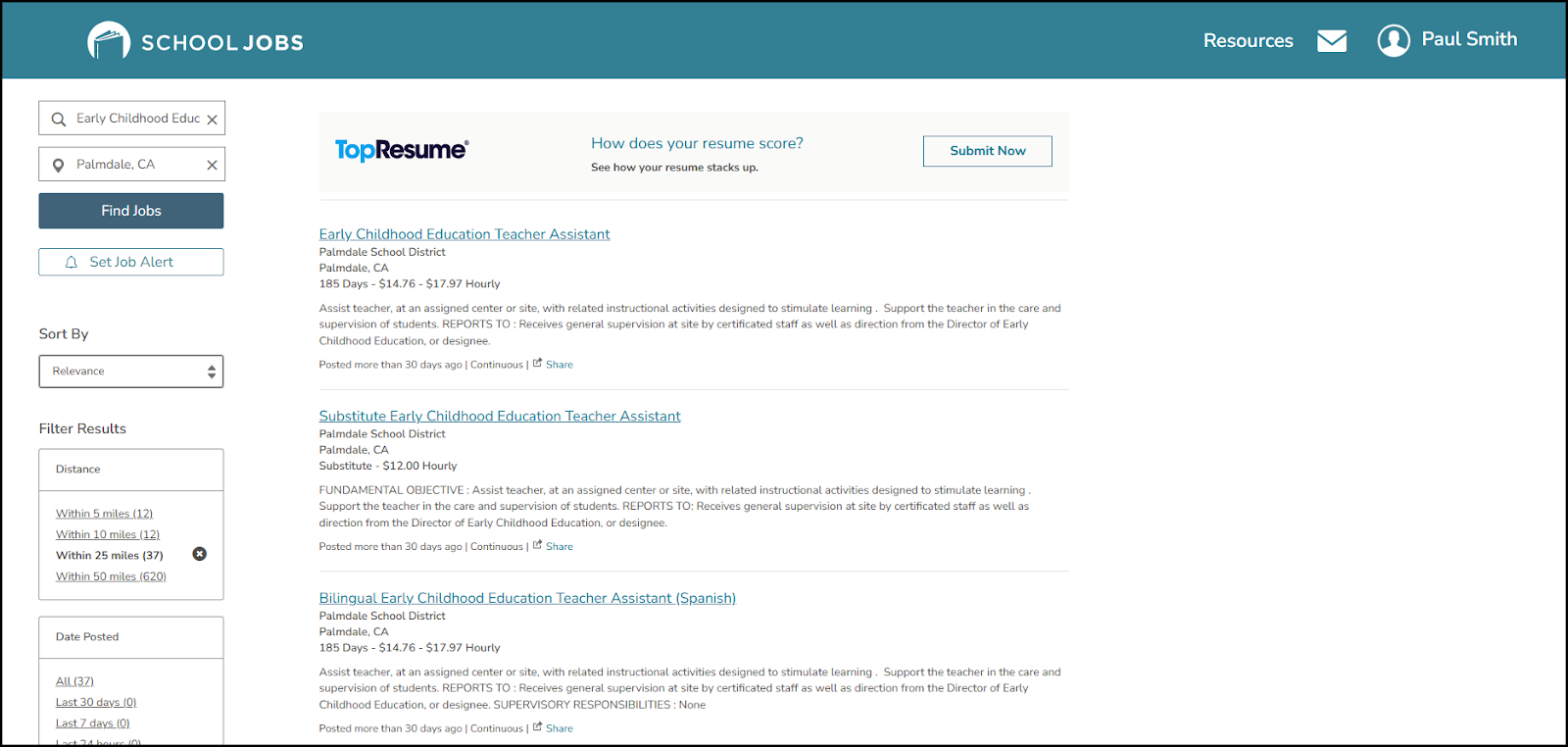 Image of jobs list page