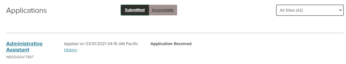 Image of Applications & Status page