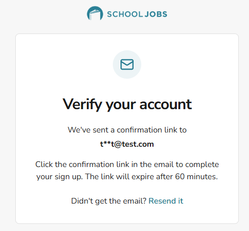 Verify your account screen