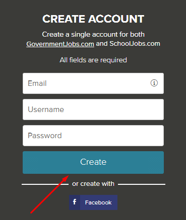 Image of create an account button
