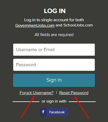 Image of Sign In form with Forgot Username and Reset Password links